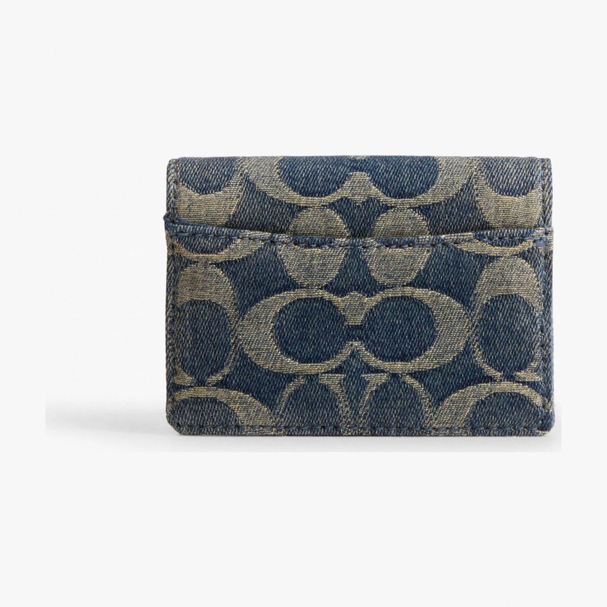 Coach Card Case With Charms In Signature Regenerative Cotton Denim - Gold/Denim