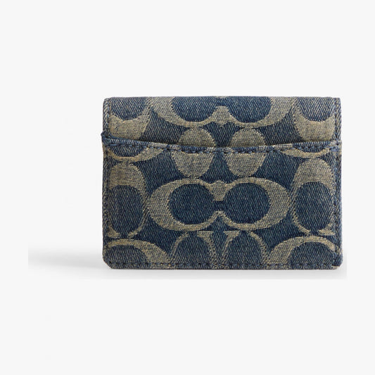 Coach Card Case With Charms In Signature Regenerative Cotton Denim - Gold/Denim