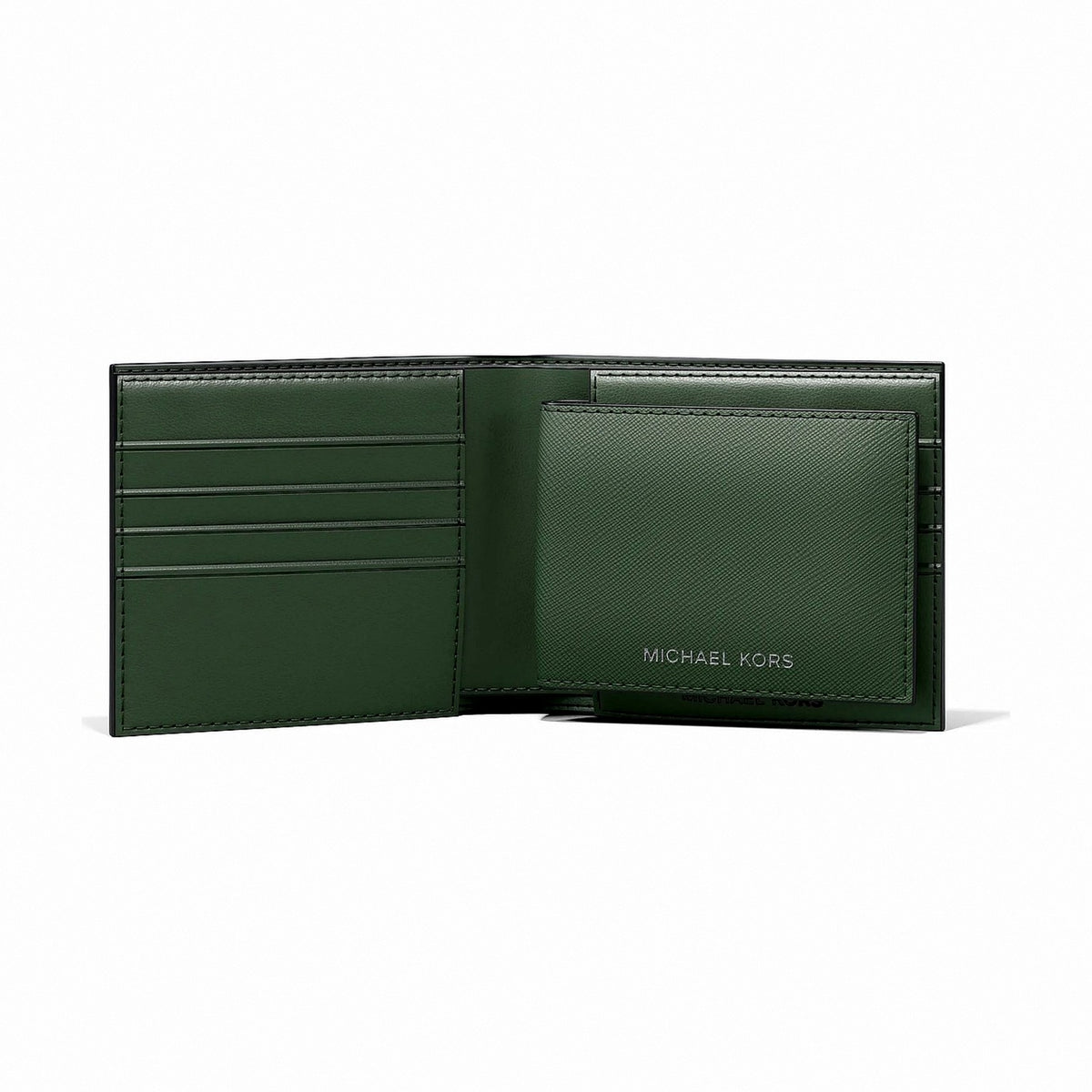 Michael Kors Cooper Saffiano Leather Billfold Wallet With Passcase - AMAZON GREEN
