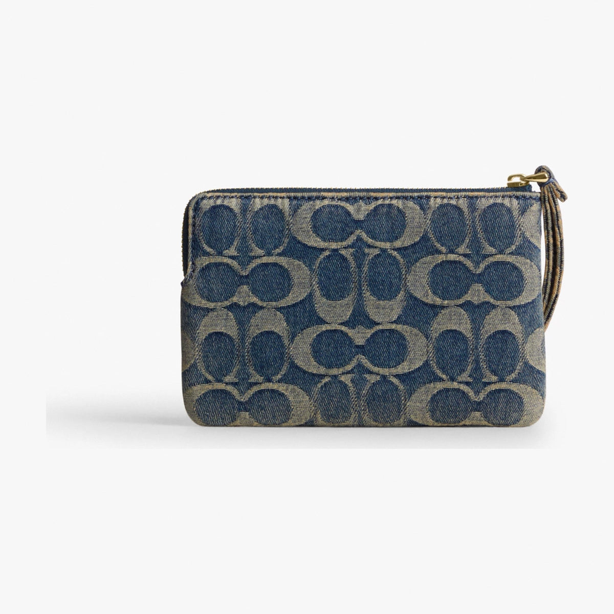 Coach Corner Zip Wristlet In Signature Regenerative Cotton Denim - Gold/Denim