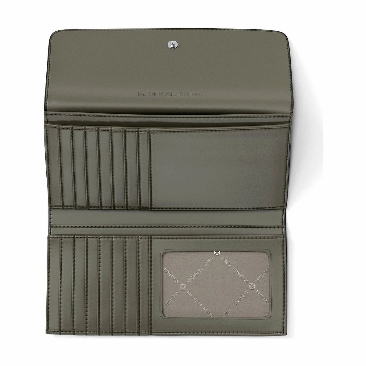 Michael Kors Jet Set Travel Signature Logo Tri-Fold Wallet - OLIVE