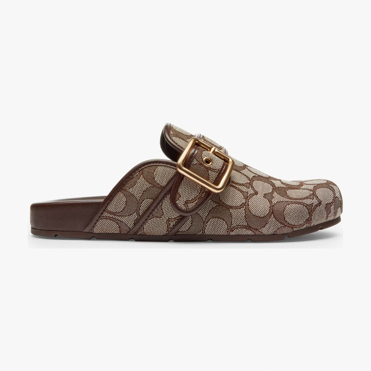 Coach Archival Buckle Clog In Signature Jacquard - Oak/Maple