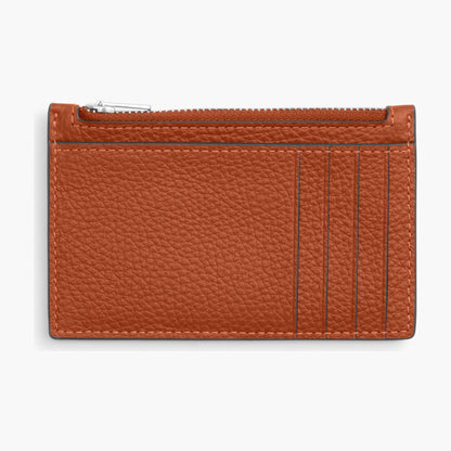 Coach Zip Card Case - Silver/Amber Brown