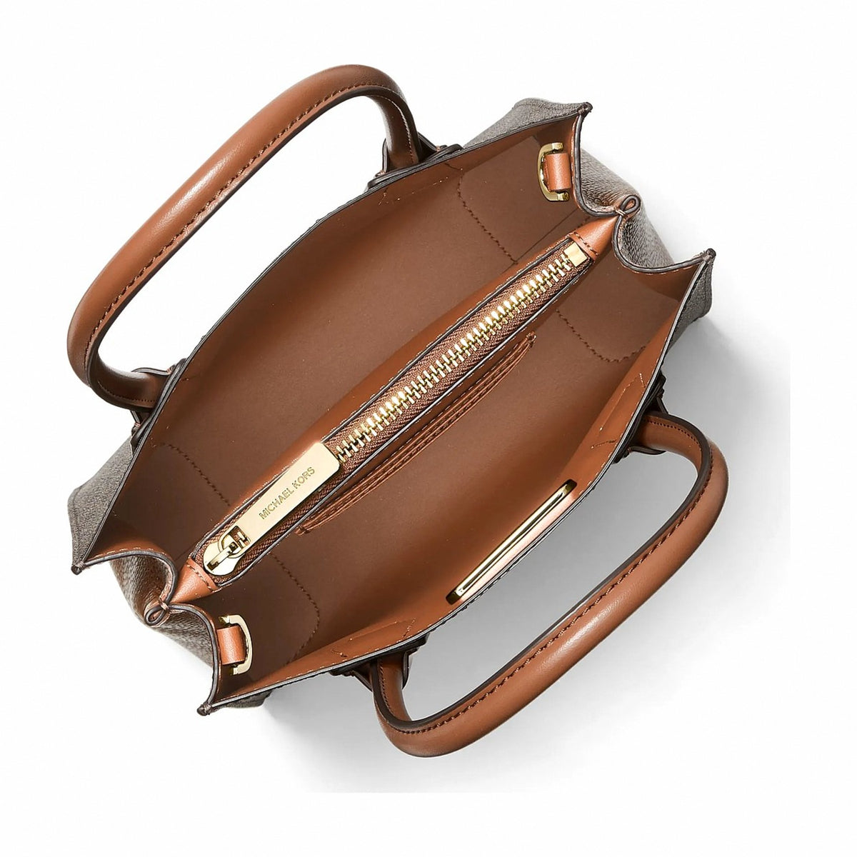 Michael Kors Mercer Medium Logo and Leather Accordion Crossbody Bag - BROWN