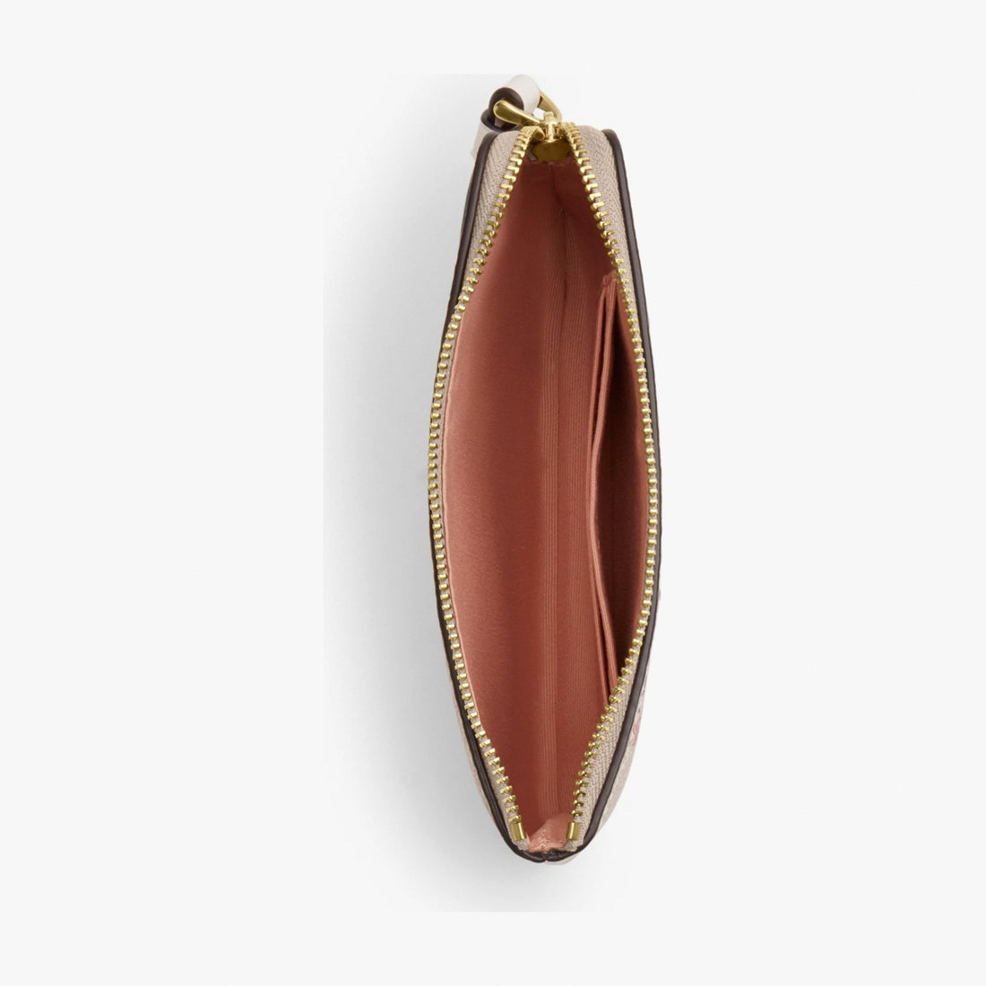 Coach Corner Zip Wristlet In Signature Canvas With Floral Print - Gold/Sand Multi