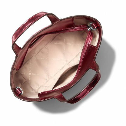 Michael Kors Maya Extra-Small Metallic Signature Logo Crossbody Bag - MAROON