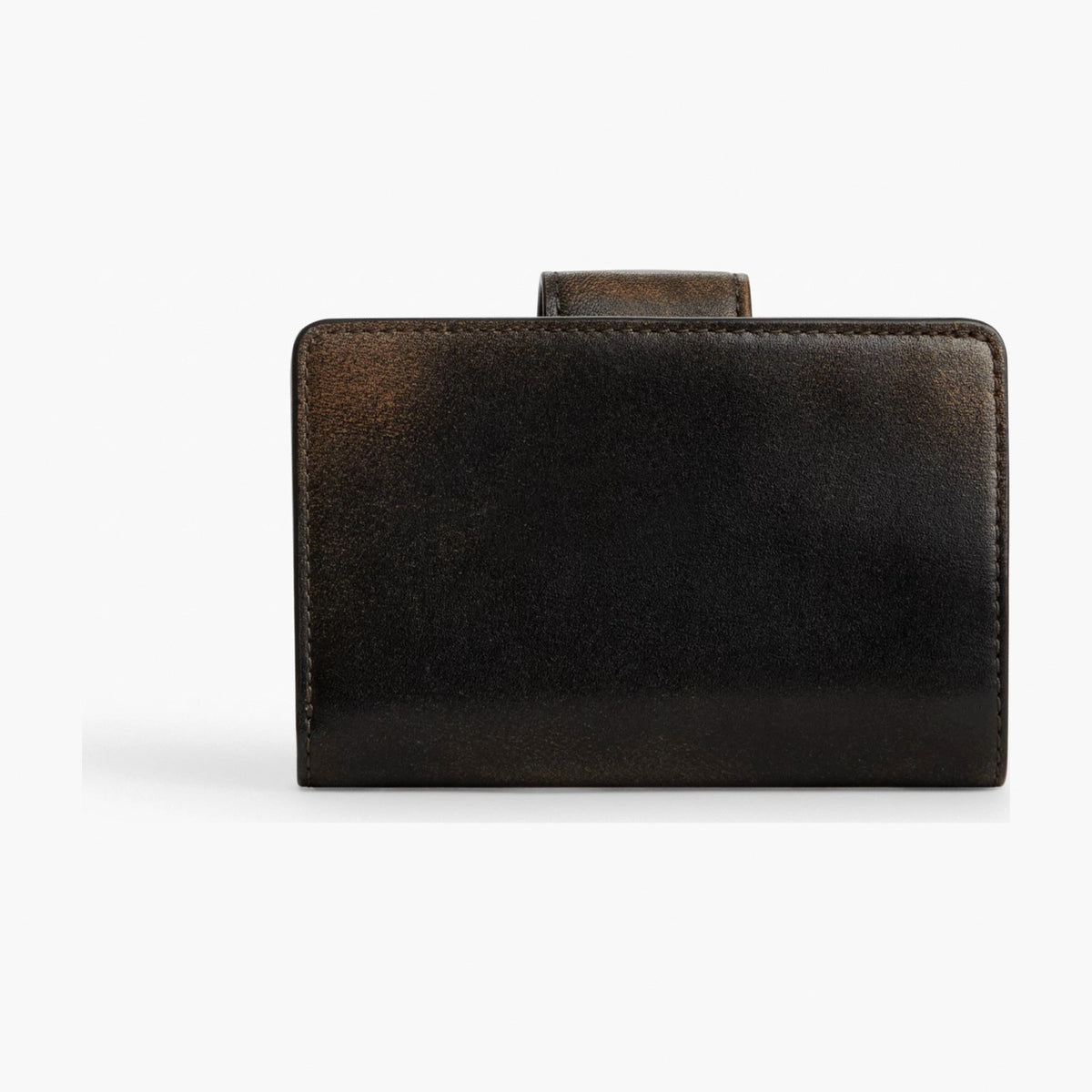 Coach Medium Corner Zip Wallet In Loved Leather - Silver/Black Brown