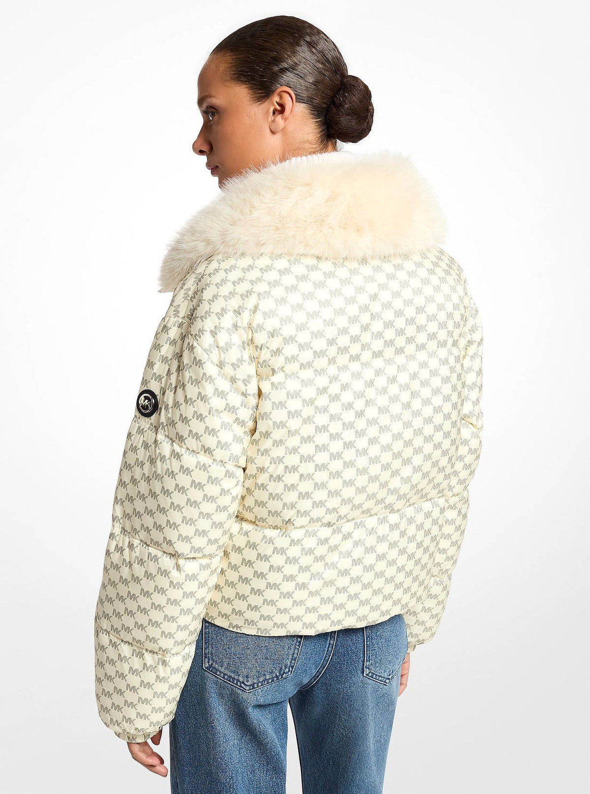 Michael Kors Sherpa Puffer Jacket - CREAM LOGO