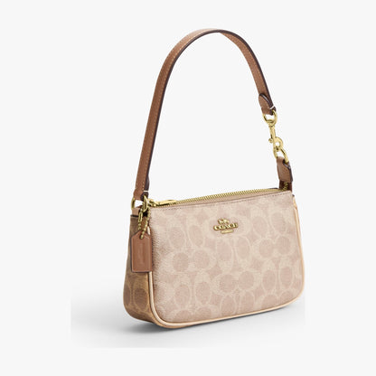 Coach Nolita 19 In Blocked Signature Canvas - Gold/Sand/Tan
