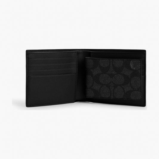 Coach 3-In-1 Wallet In Signature Canvas With Varsity Stripe - Charcoal/Denim/Chalk