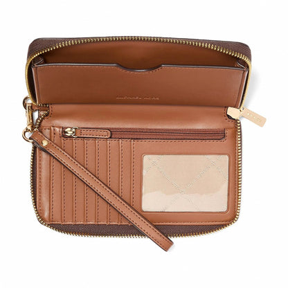 Michael Kors Jet Set Signature Logo Smartphone Wristlet - BROWN