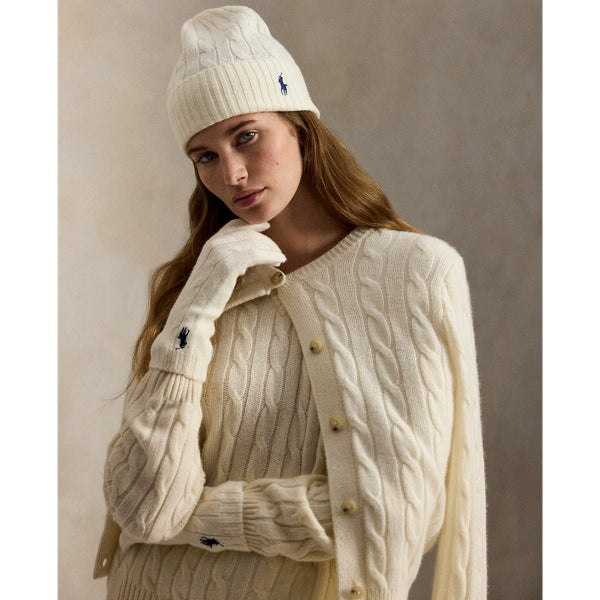 Polo Ralph Lauren Cable-Knit Wool-Cashmere Beanie - Cream