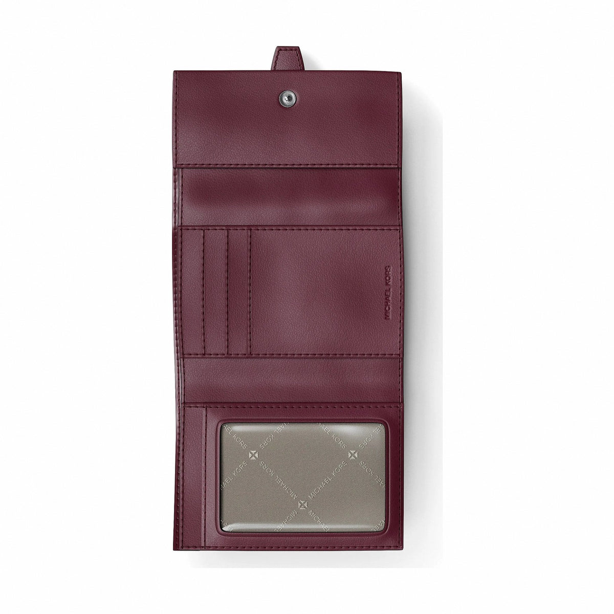 Michael Kors Greenwich Medium Leather Trifold Wallet - MAROON