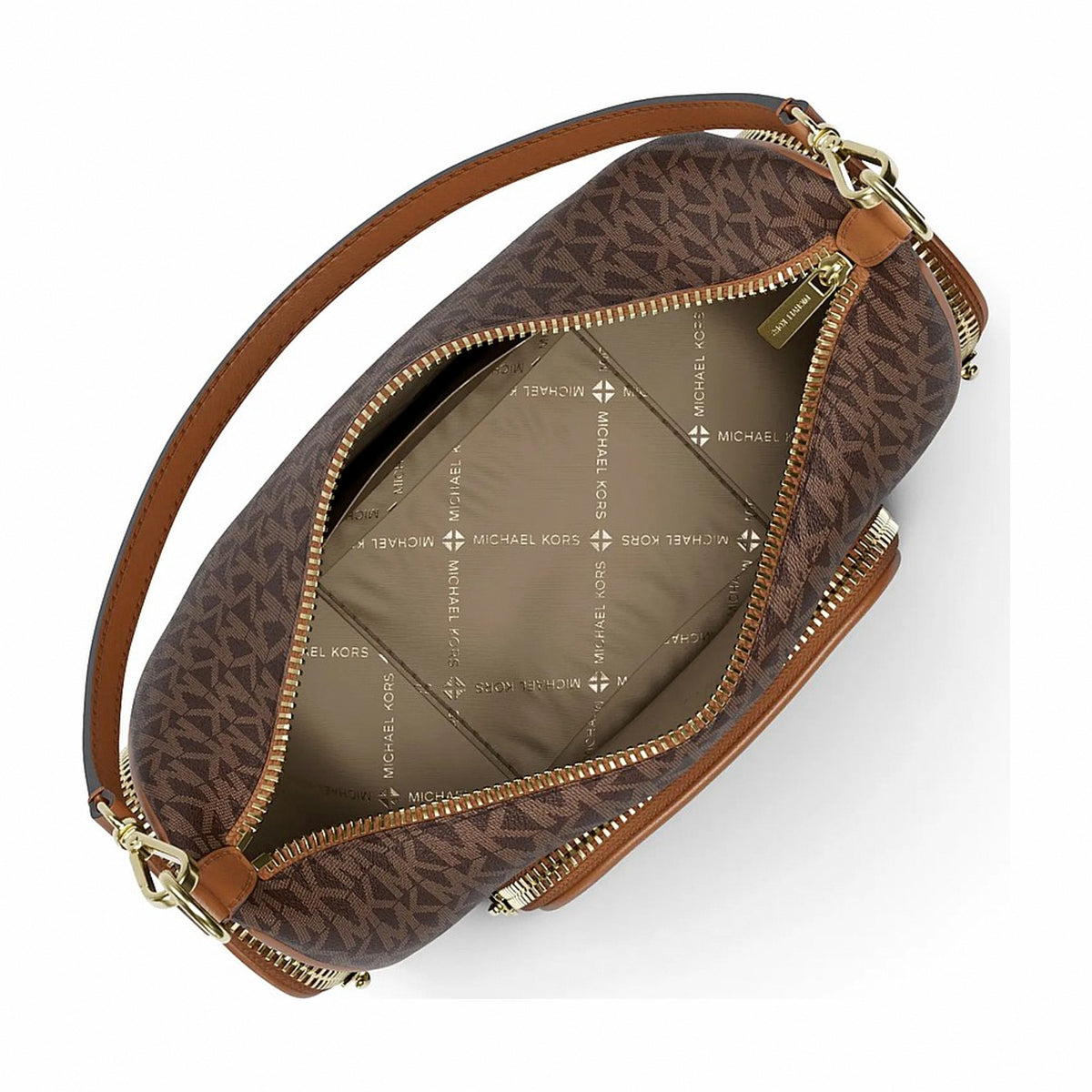 Michael Kors Merritt Small Signature Logo Convertible Shoulder Bag - BROWN
