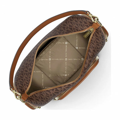 Michael Kors Merritt Small Signature Logo Convertible Shoulder Bag - BROWN