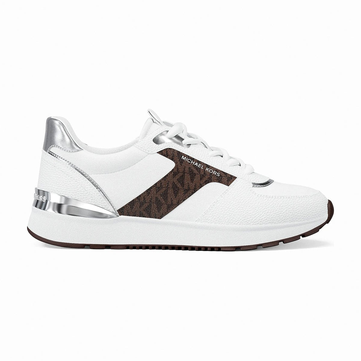 Michael Kors Remy Mixed-Media Trainer - OP WHT/BROWN