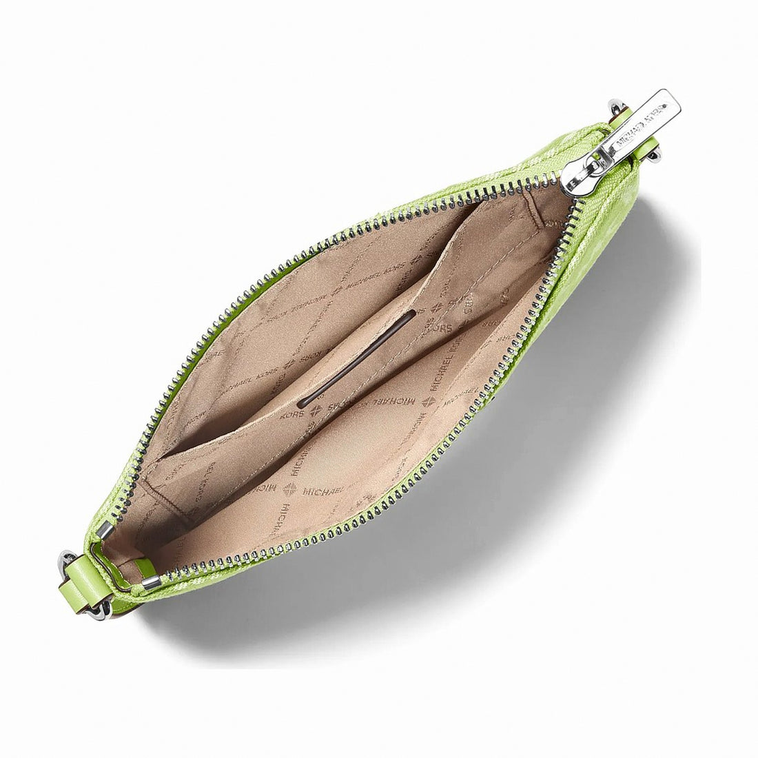 Michael Kors Jet Set Travel Small Logo Jacquard Denim Wristlet - LIME