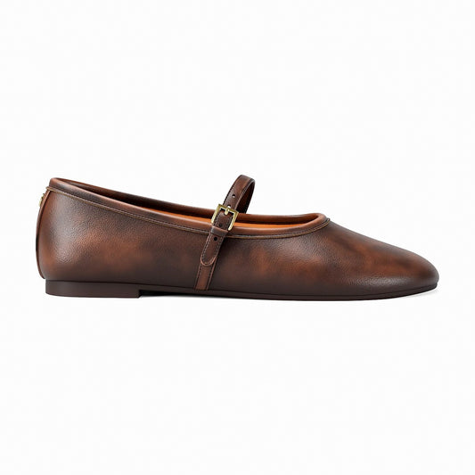 Michael Kors Phoebe Burnished Ballet Flat - CHOCOLATE
