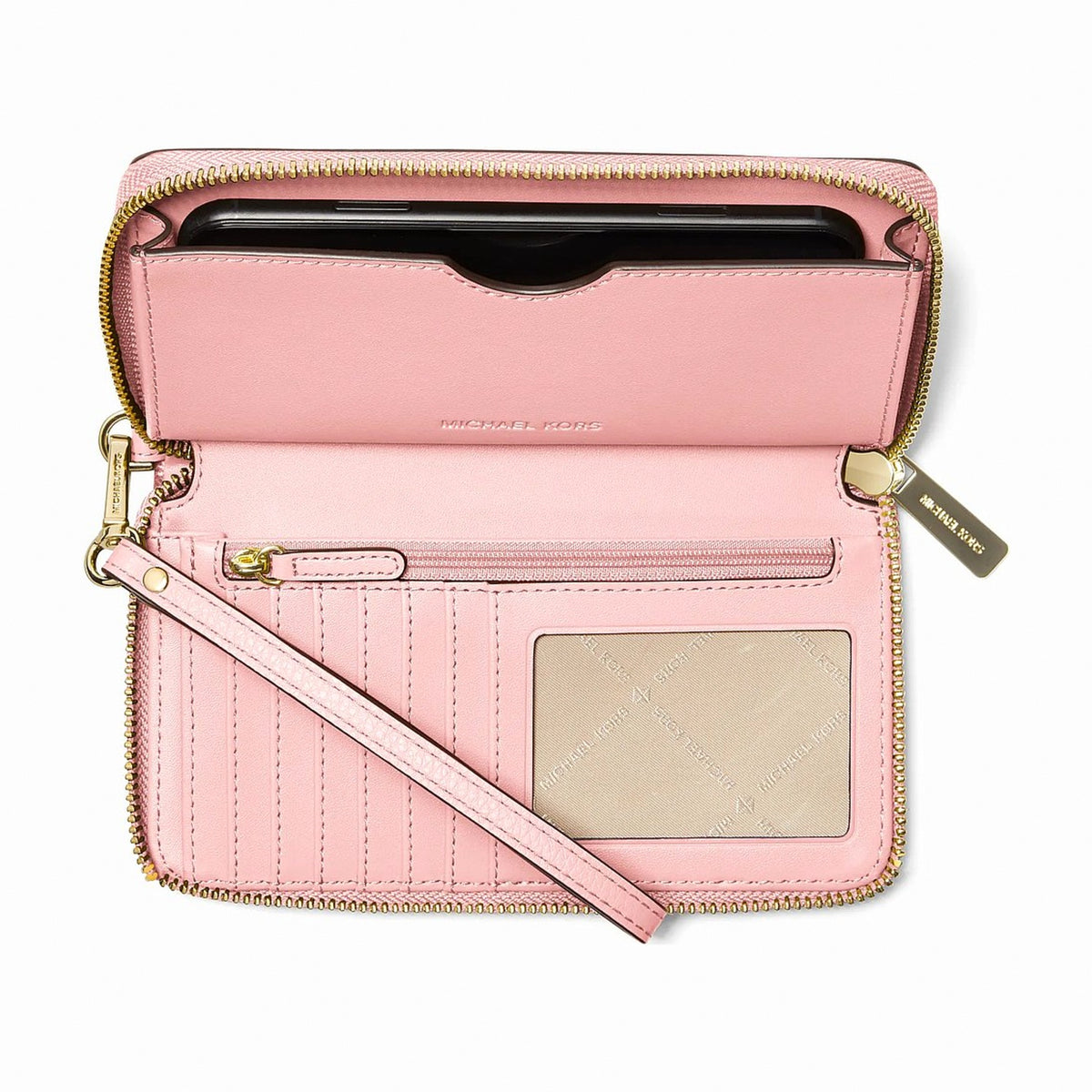 Michael Kors Large Pebbled Leather Smartphone Wristlet - POWDER BLUSH