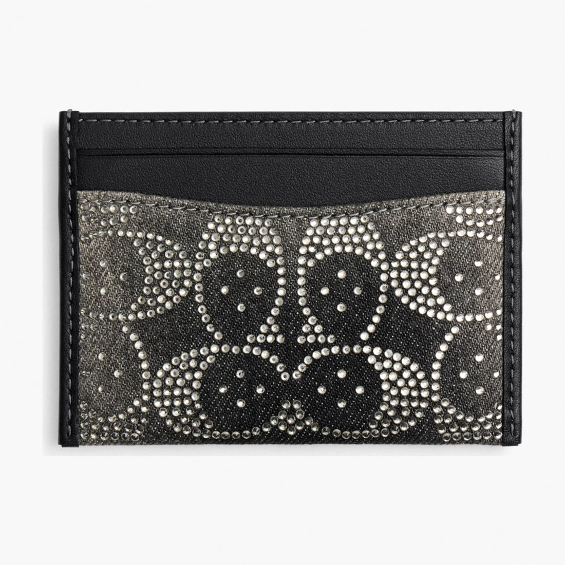Coach Essential Card Case With Crystal Signature - Silver/Black