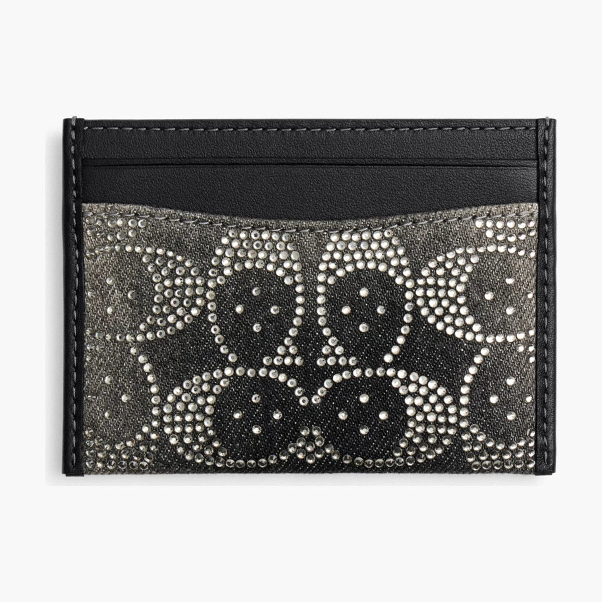 Coach Essential Card Case With Crystal Signature - Silver/Black