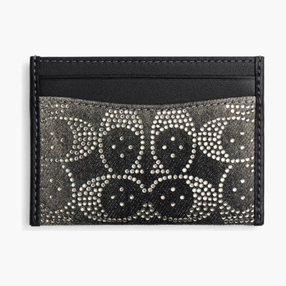 Coach Essential Card Case With Crystal Signature - Silver/Black