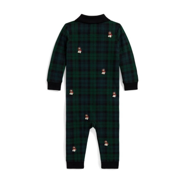 Ralph Lauren Baby Boy Dog-Embroidered Cotton Mesh Coverall - Blackwatch Tartan
