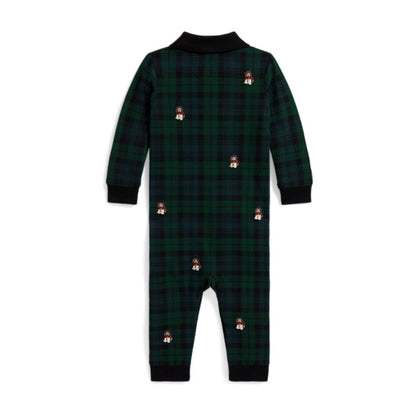 Ralph Lauren Baby Boy Dog-Embroidered Cotton Mesh Coverall - Blackwatch Tartan