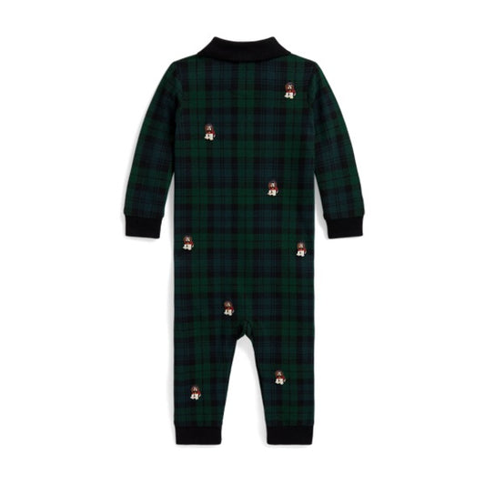 Ralph Lauren Baby Boy Dog-Embroidered Cotton Mesh Coverall - Blackwatch Tartan