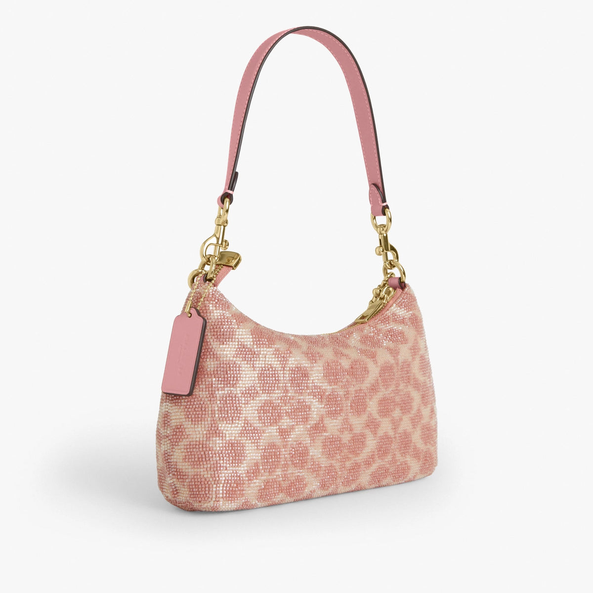 Coach Teri Shoulder Bag In Signature Beaded Satin - Gold/Pink