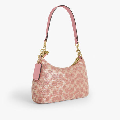 Coach Teri Shoulder Bag In Signature Beaded Satin - Gold/Pink