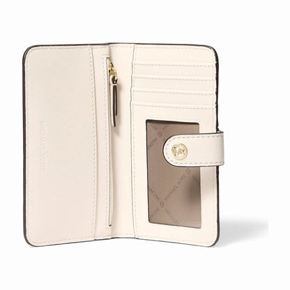 Michael Kors Jet Set Travel Medium Pebbled Leather Billfold Wallet - LT CREAM