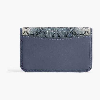 Coach Essential Slim Card Case In Regenerative Cotton Denim With Crystal Signature - Brass/Denim