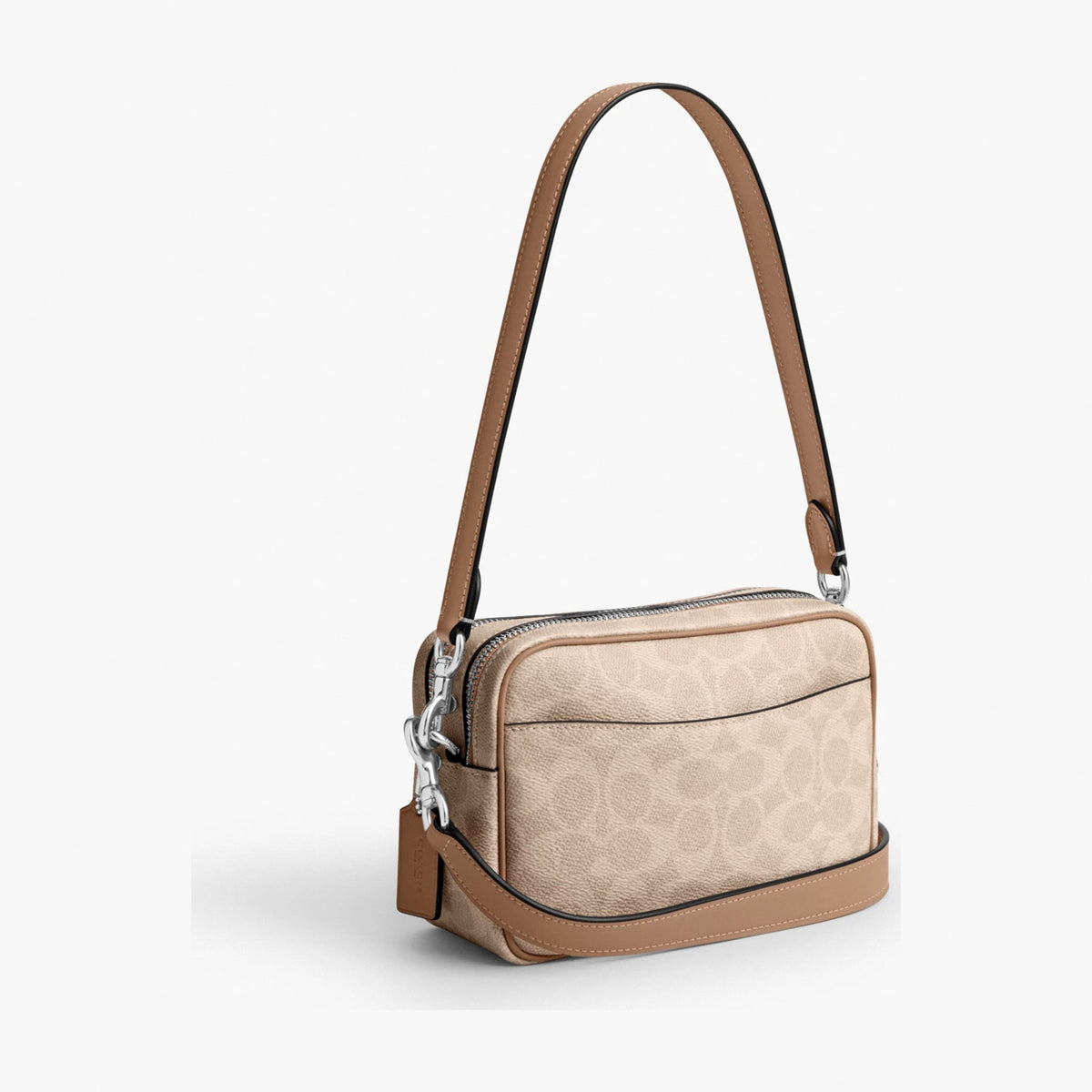 Coach Mini Carey Crossbody Bag In Signature Canvas - Silver/Sand/Taupe
