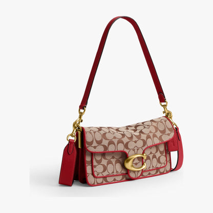 Coach Tabby Shoulder Bag 26 In Signature Jacquard - Brass/Poppy Signature