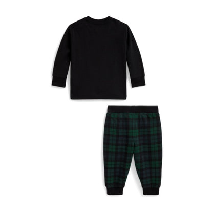 Baby Boy Baby Polo Bear Tee & Plaid Fleece Pant Set - Polo Black