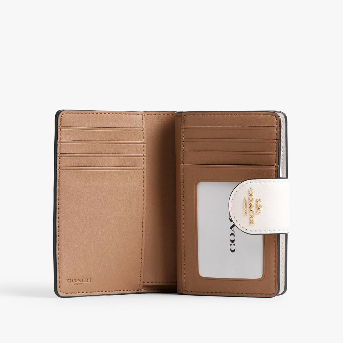 Coach Medium Corner Zip Wallet In Signature Canvas - Gold/Sand/Chalk