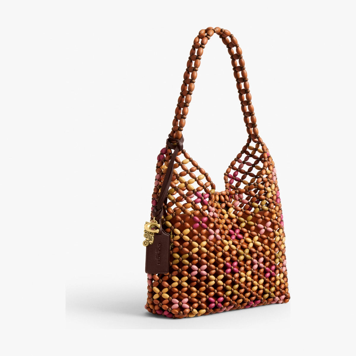 Coach Brooklyn Shoulder Bag 28 With Wooden Beading - Brass/Maple Multi