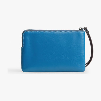 Coach Corner Zip Wristlet - Silver/Blue Jay