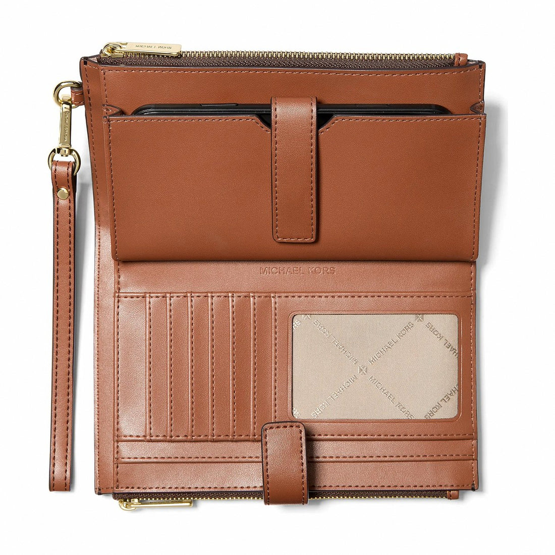 Michael Kors Jet Set Travel Signature Logo Smartphone Wallet - BROWN