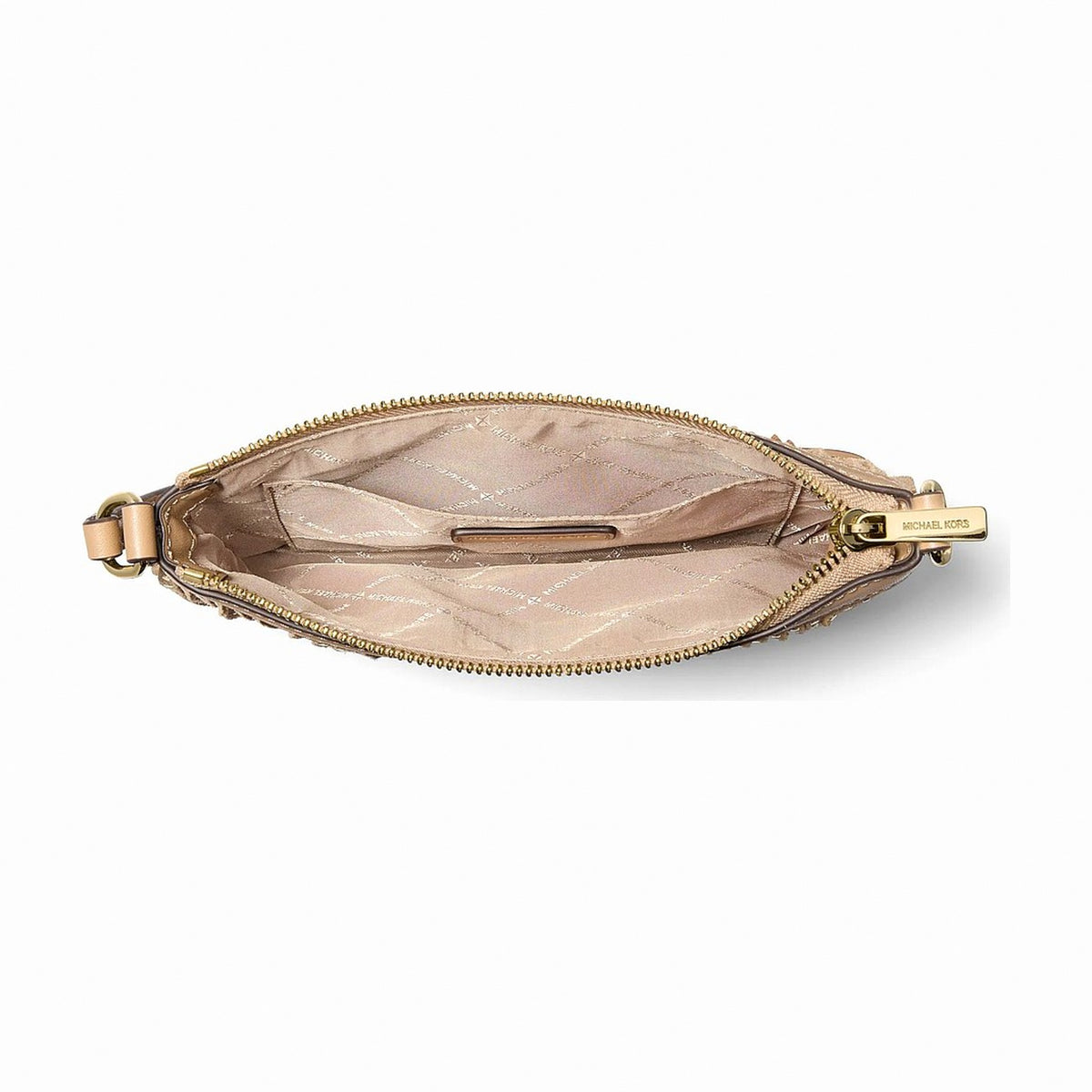 Michael Kors Studded Fringed Microsuede Wristlet - CAMEL