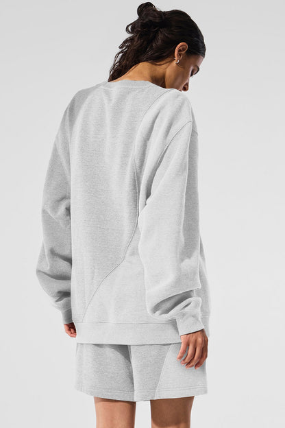 Alo Yoga Make Waves Crew Neck Pullover - Athletic Heather Grey Tonal