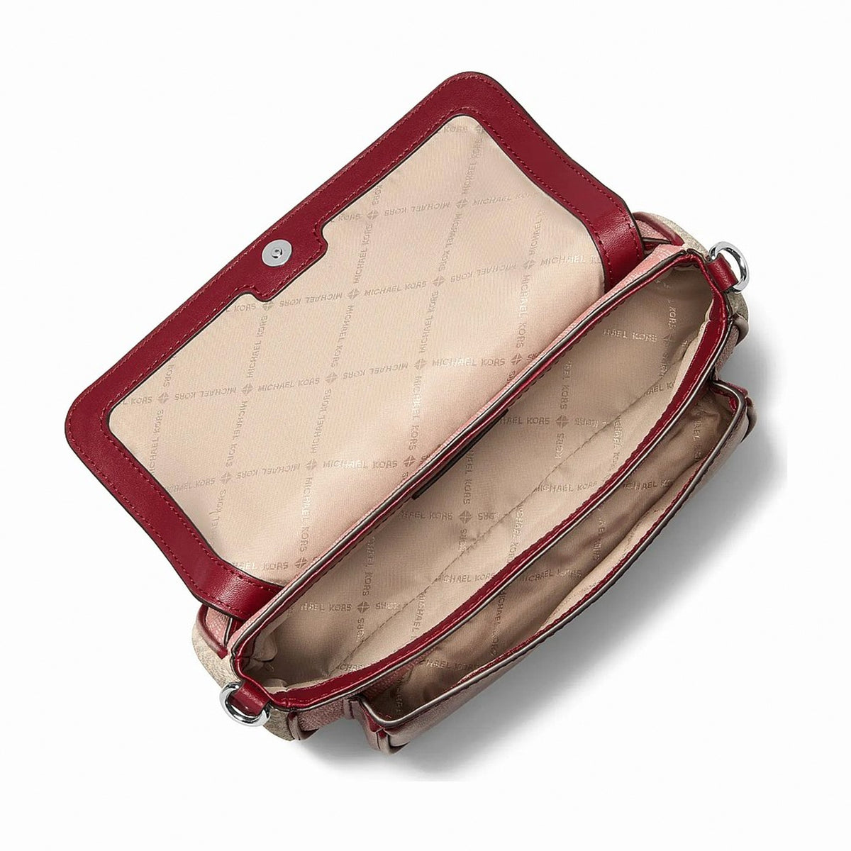 Michael Kors Jet Set Travel Small Color-Block Signature Logo Crossbody Bag With Pouch - MAROON