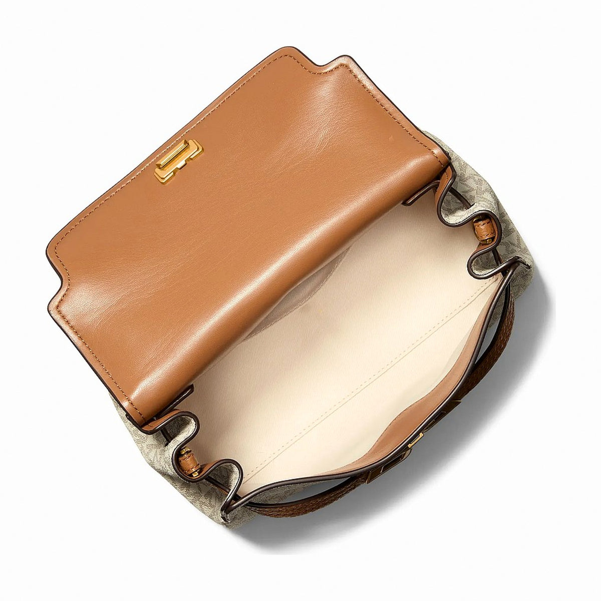 Michael Kors Hamilton Extra-Small Signature Logo Soft Crossbody Bag - VANILLA/ACORN