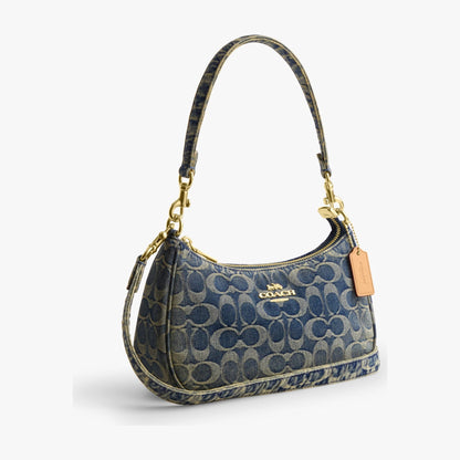 Coach Teri Shoulder Bag In Signature Regenerative Cotton Denim - Gold/Denim