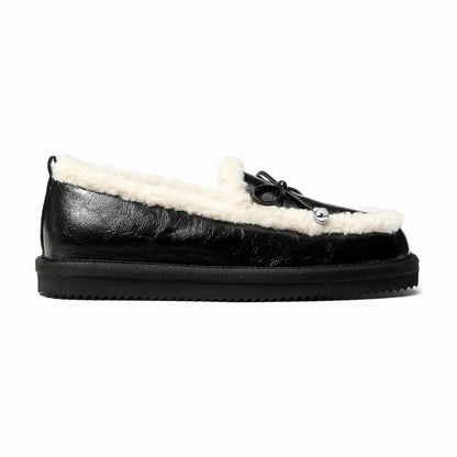 Michael Kors Jo Faux Shearling Trim Moccasin - BLACK