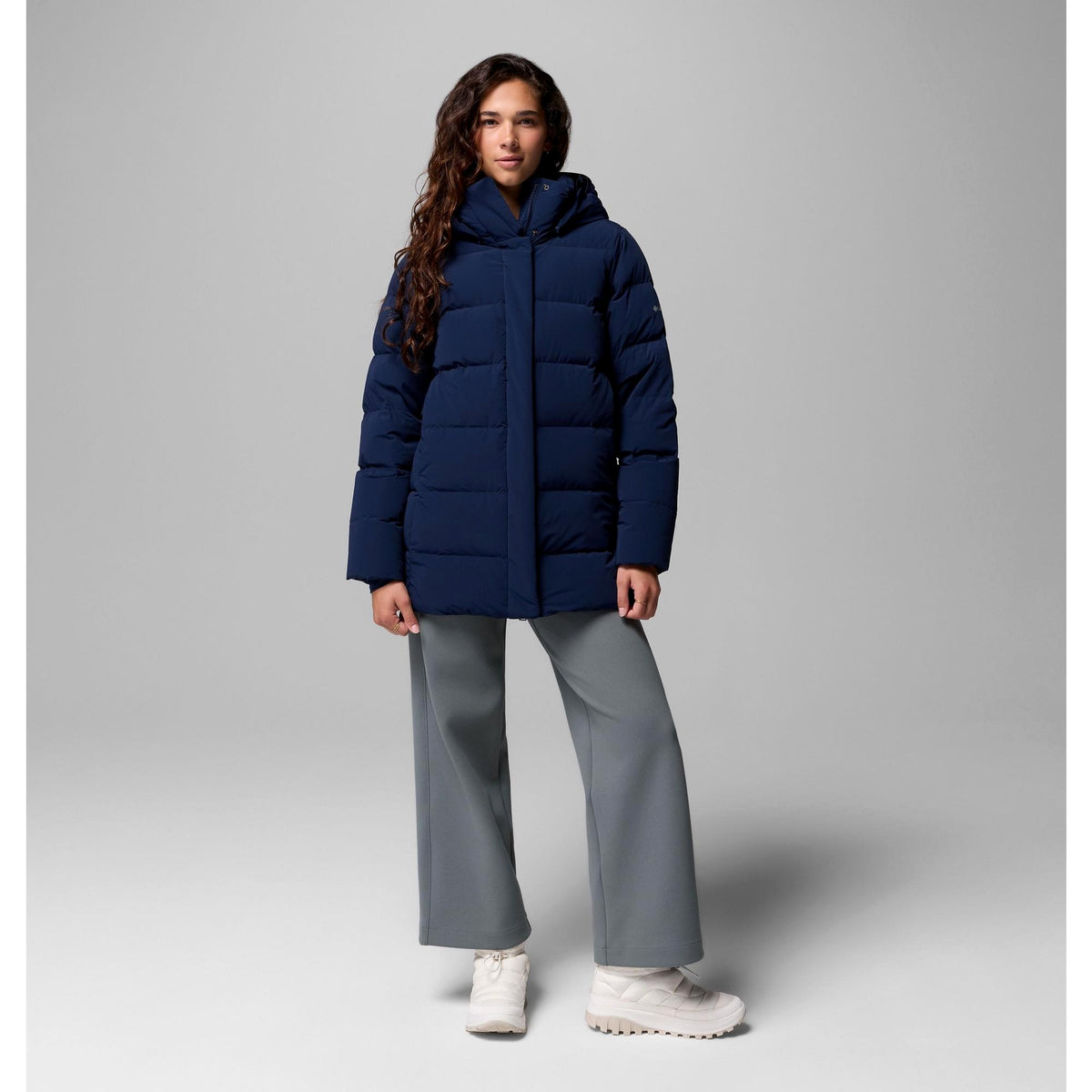 Columbia Women's Amaze Puff Mid Hooded Jacket - Collegiate Navy Matte