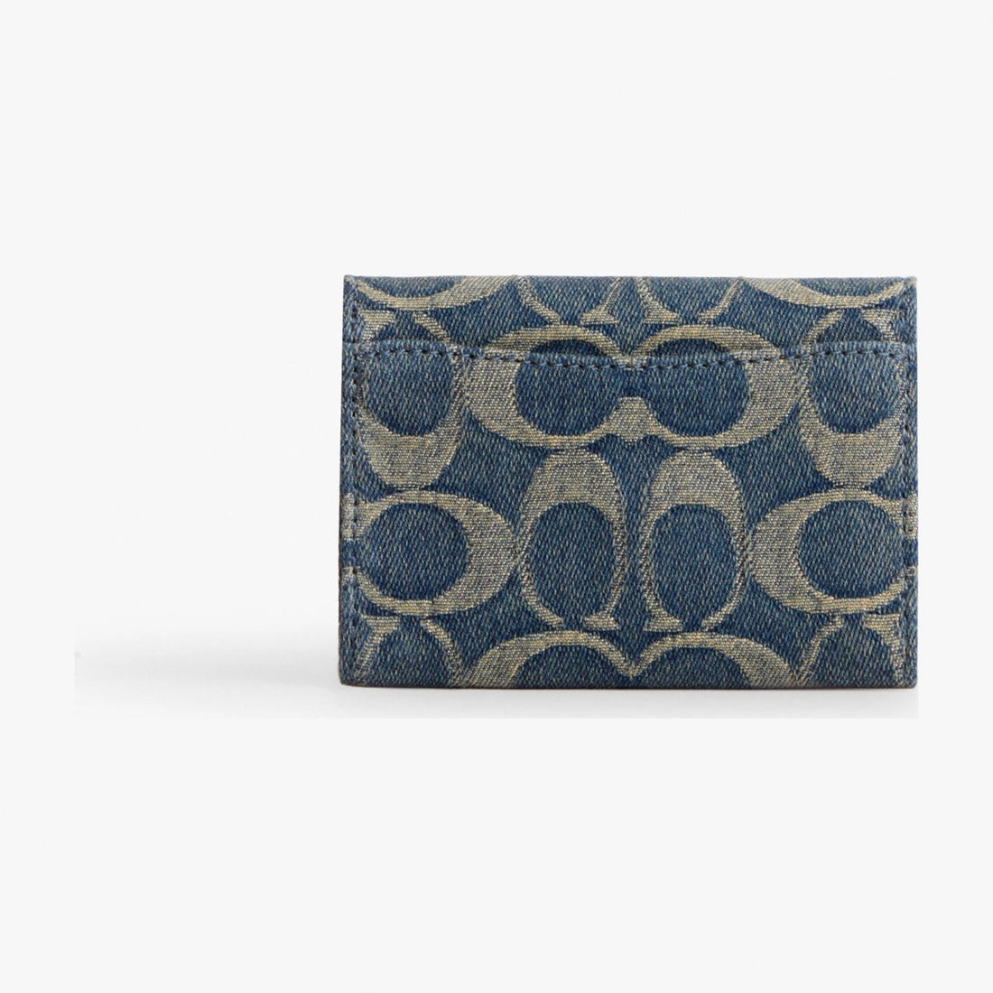 Coach Flap Card Case In Signature Regenerative Cotton Denim - Gold/Denim