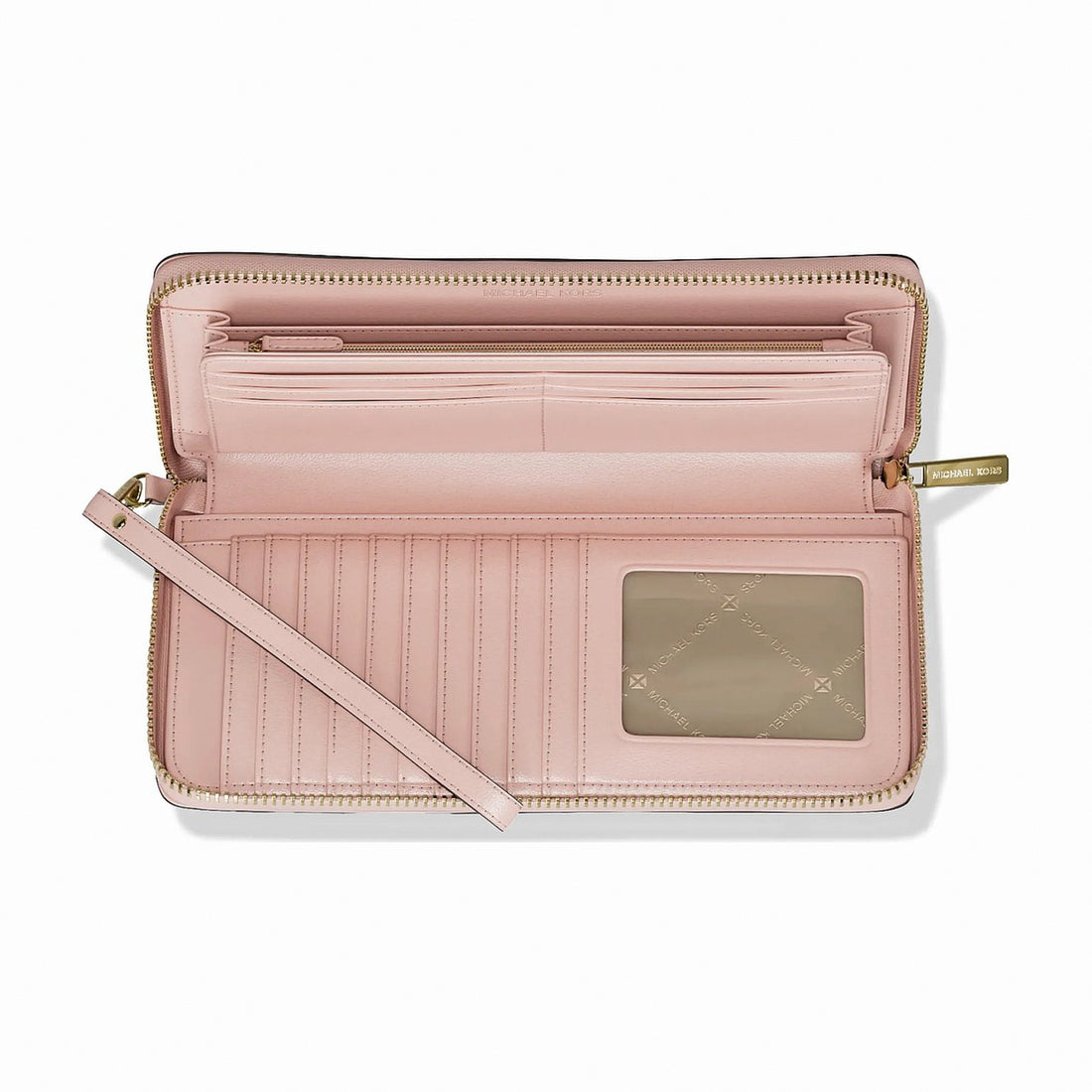 Michael Kors Jet Set Travel Large Signature Logo Continental Wristlet - POWDER BLUSH