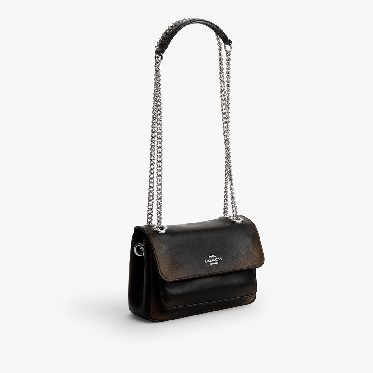 Coach Elodie Crossbody Bag 18 In Loved Leather - Silver/Black Brown
